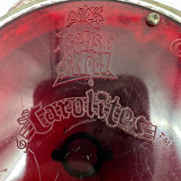 Vintage 80s Carolites Cranberry Bells With Greenery Musical and Light Up Works - Picture 4 of 7